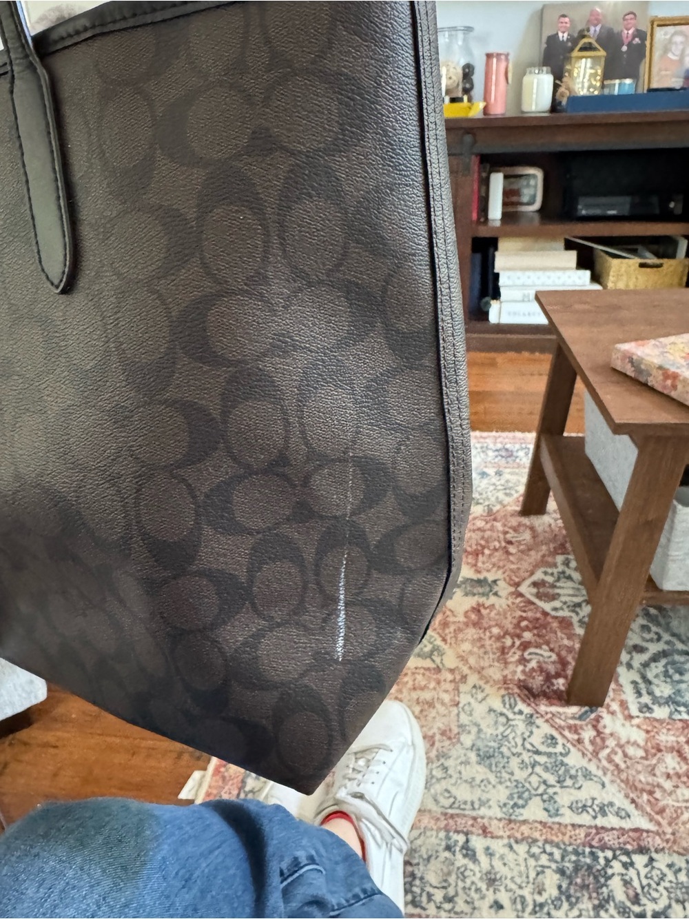 Coach Brown Signature Logo Tote with Dark Brown Trim - Picture 4 of 4